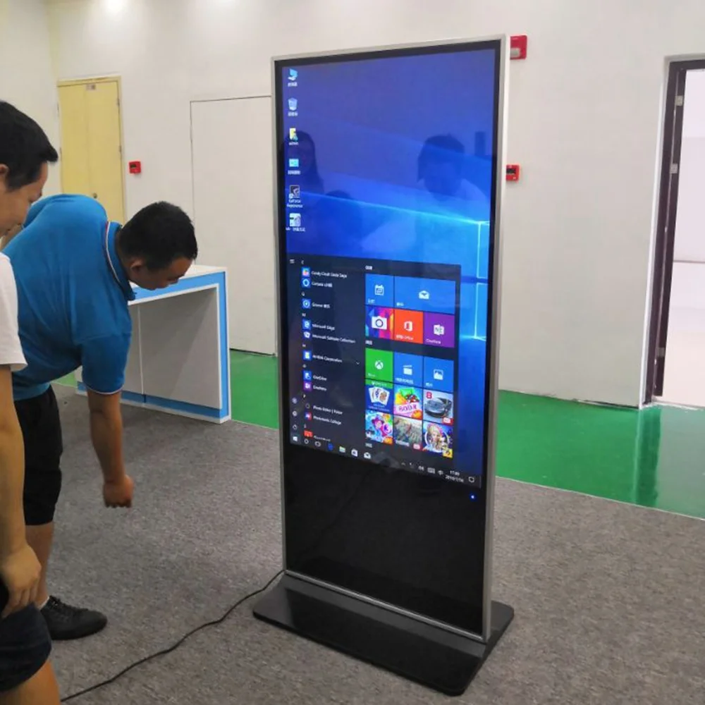 Outdoor digital signage 32/43/55 inch floor stand lcd touch screen advertising display kiosk display All in One ad media Player