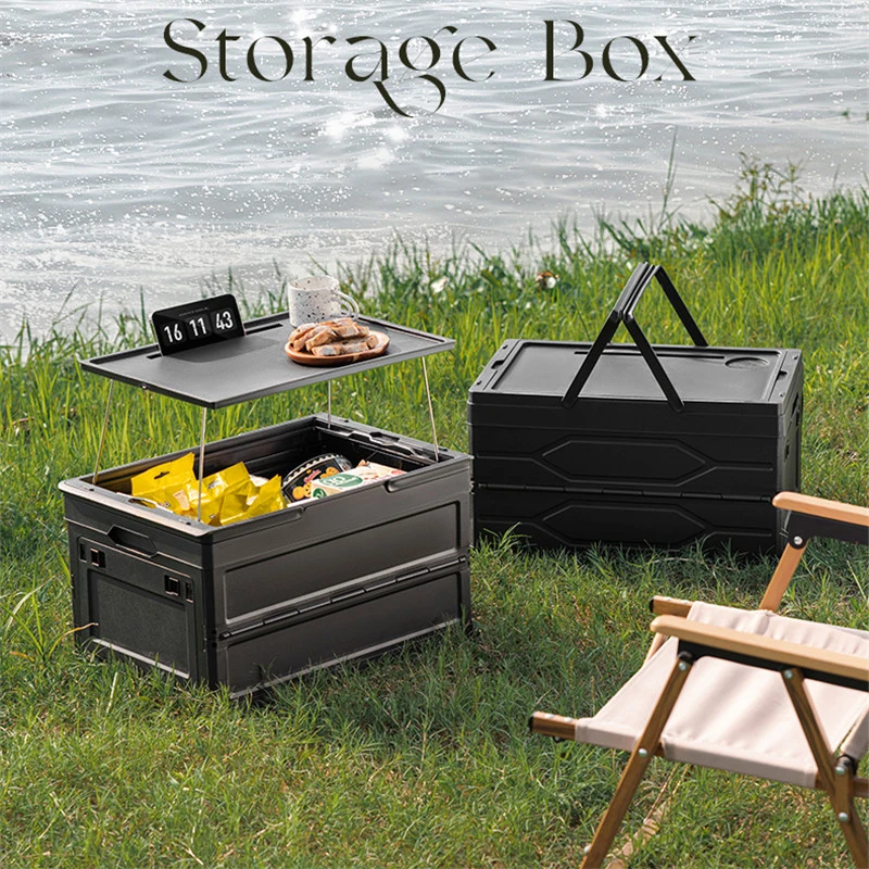 Space Saving plastic portable Storage Container Camping foldable Box Large folding Picnic Basket with Handle and Lid