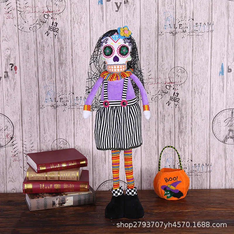 High Quality Halloween Doll Decorations Dia de Muertos Festivals Dia de Spirit Skeleton Face Stuffed Dolls