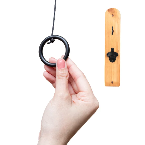 Wooden Hook and Ring Toss Game with Bottle Opener,Bar Ring Game on a String