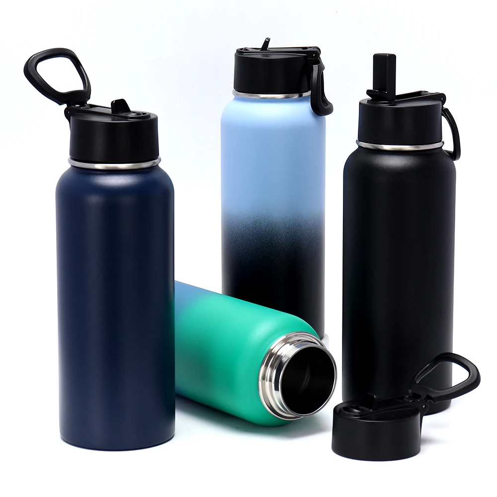 1200 ml BPA Free Water Bottle Vacuum Insulated Case For Stainless Steel Custom Black White Bike Water Bottle With Straw