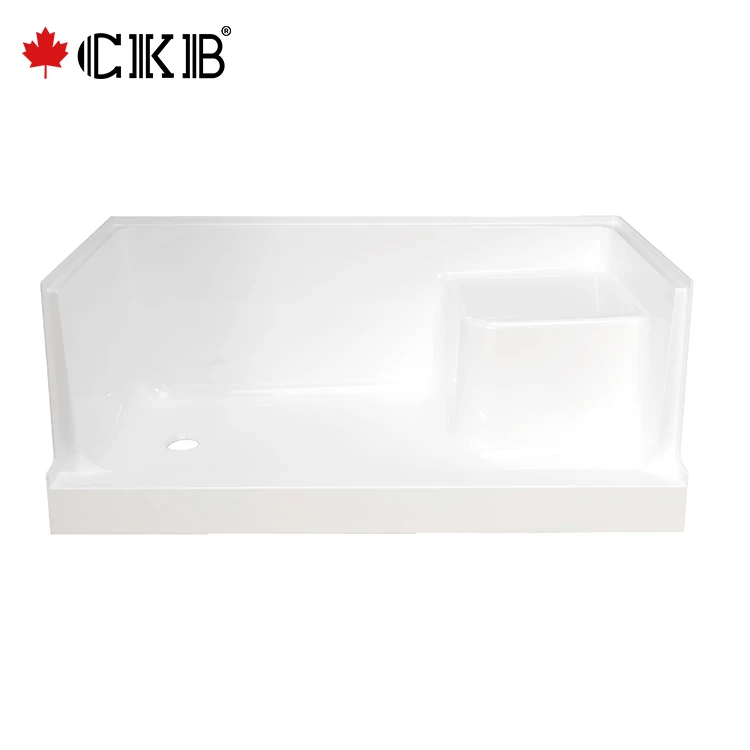 CKB 5 Years Warranty Left Right Drainer With Seat Rectangle Bathroom White Acrylic Shower Base