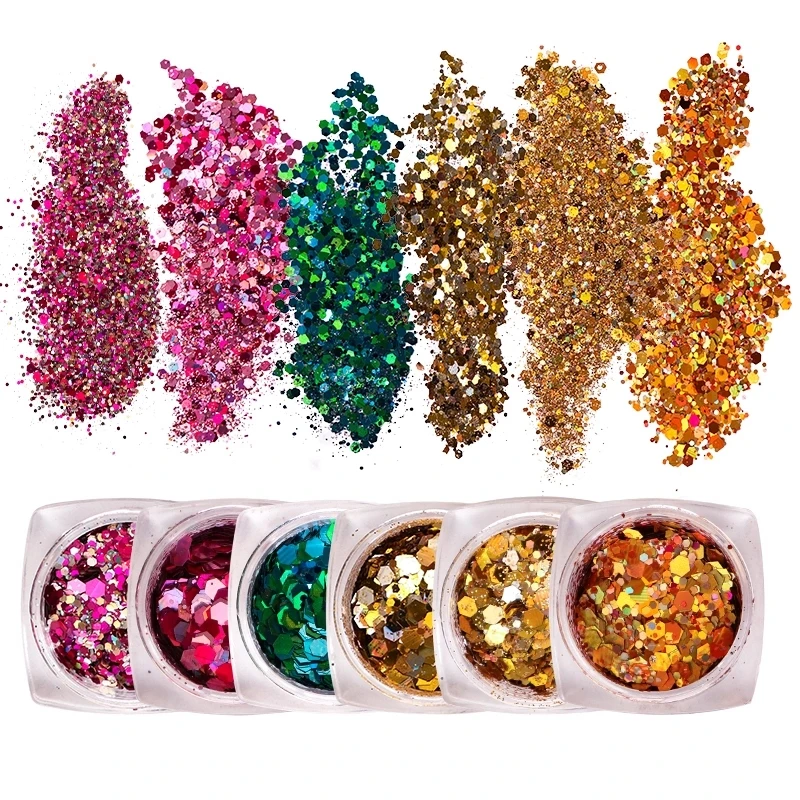 Factory Bulk Polyester Glitter Holographic Chunky Glitter Fabric PET Craft Glitter Powder for Festival Decoration DIY