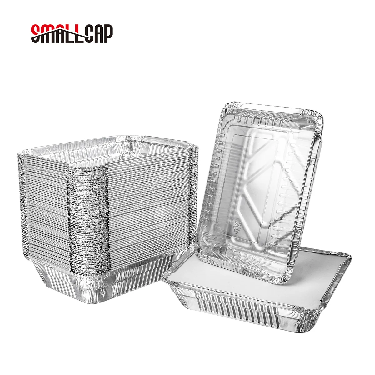 Aluminiumschalen 2 25 фунта 1000 мл 1 л 22*16*5 см порции контейнер для пищевых продуктов из алюминиевой фольги с пластиковой крышкой REC22165I smallcap