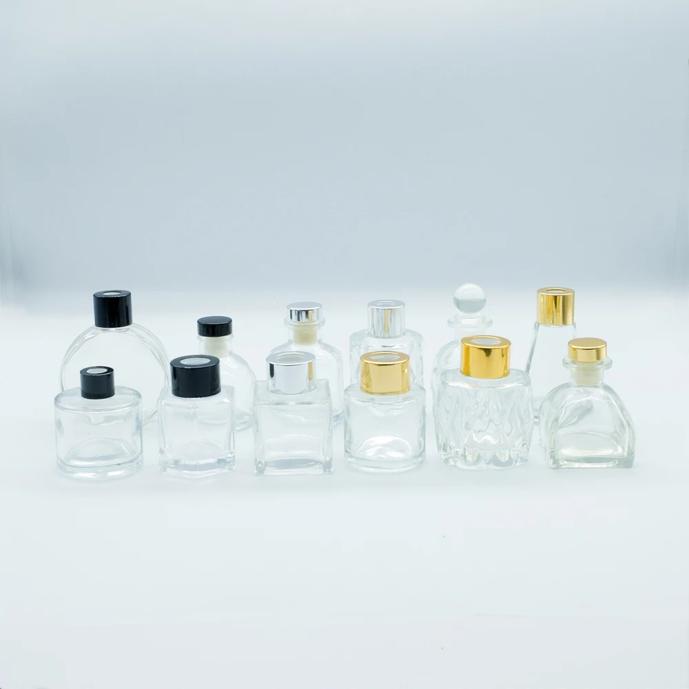 Top Supplier Luxury 50ml Small Clear Essential Oil Cosmetic Perfume Reed Diffusers Bottle with Rose Gold Mat Screw Lid/Cap/Top