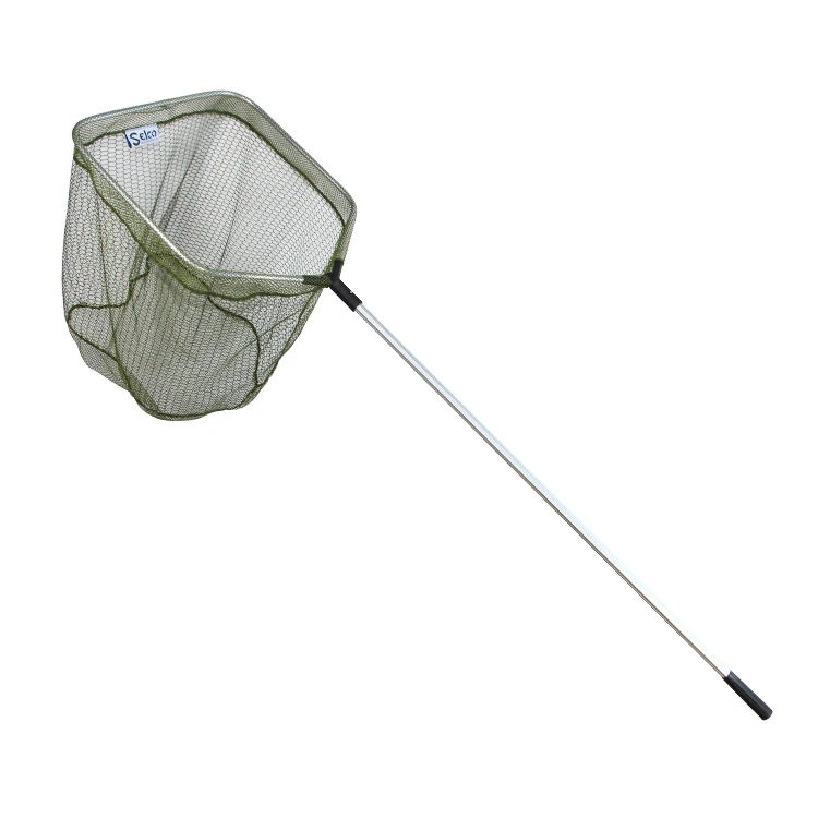 Selco polyester fiber+AL Wholesale Rubber Fish Landing Net Silicone Shrimp Nylon Dip Net