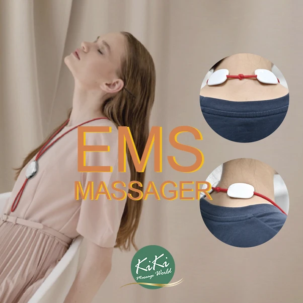KIKI MASSAGE Portable Light Weight Smart Mini  Electric Hot-Compress Pendant Neck Relax Necklace  EMS Pulse Neck Massager