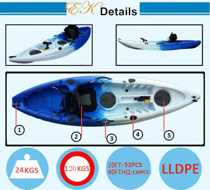 Cheap Single Sit On Top Roto Molded Plastic Fishing Angler Recreation Canoe Kayak