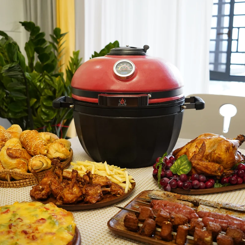 Small Chicken Bbq Grill For Outdoor Garden 10 inch/13inch/16inch RED Ceramic Grill Kamado