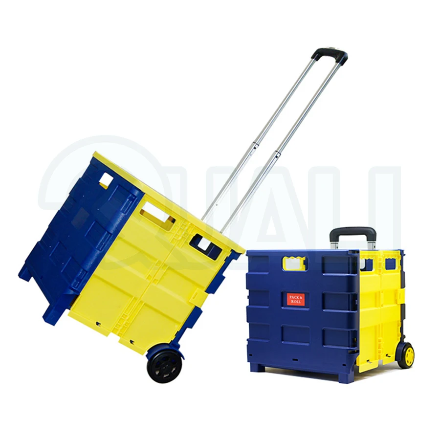 35kg Load Folding Market Trolley PRO Plastic Folding Trolley With Telescopic Aluminium Handle