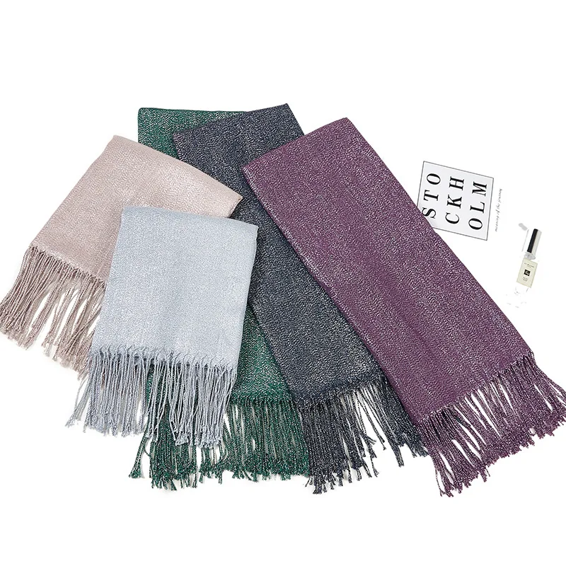 New styles fashion scarf hijab cotton unedged lurex scarf shimmer shiny stole shawl scarf