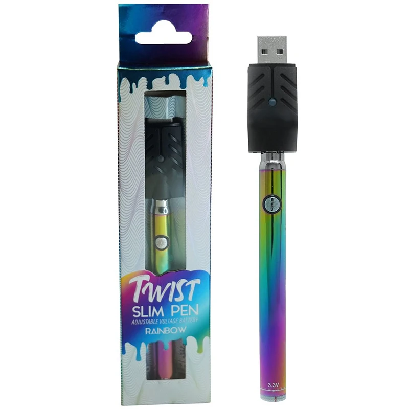 
Private label twist slim pen variable voltage 350mah cbd vapes pen 510 thread battery with micro usb 