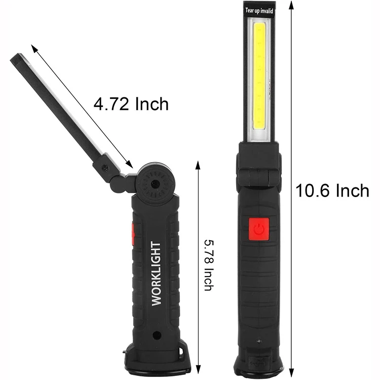 Mechanic Light with Magnetic Base and Hanging Hook 360 Degree Rotate 5 Light Modes COB LED Rechargeable Flashlights