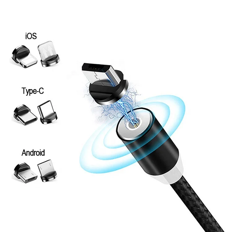  Магнитный USB-кабель TOYOUMI 3 в 1 с интерфейсом Type-C Micro iOS зарядный