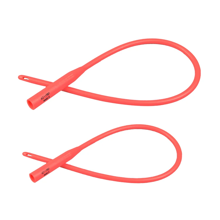 High quality disposable red latex urethral catheter