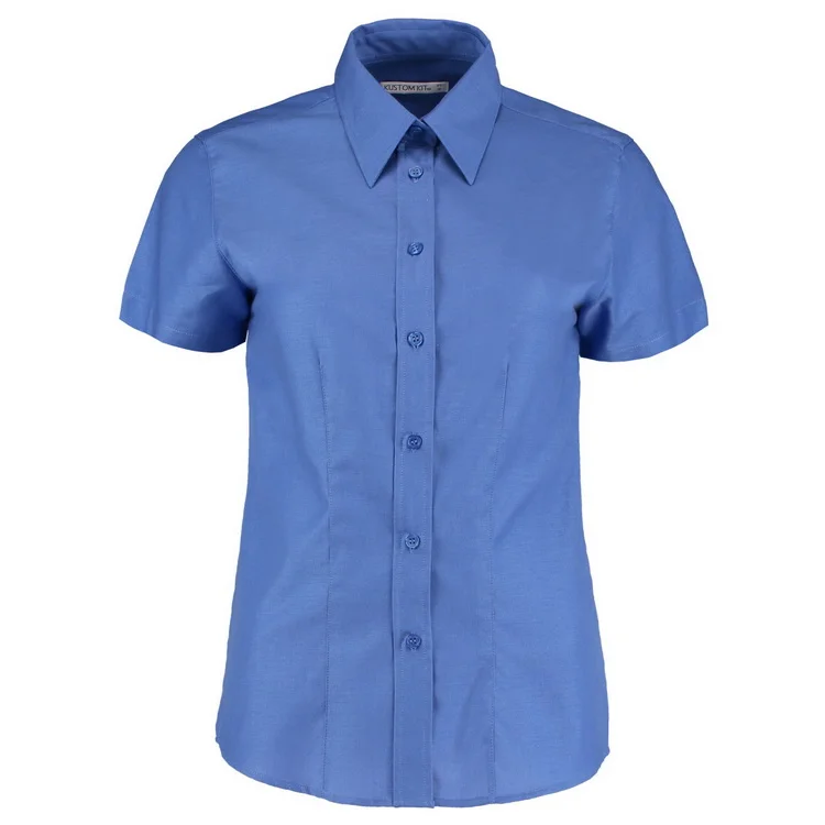 Hot Sale Short Sleeve Blue Summer Office Lady Shirt