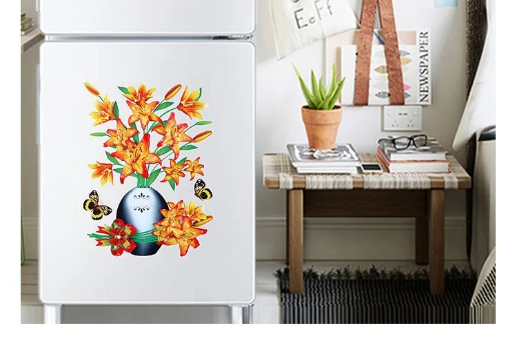 3D Vase Flower Decorative Sticker Wall sticker 3D home decoration for living room Wholesale price luxury home decor sticker