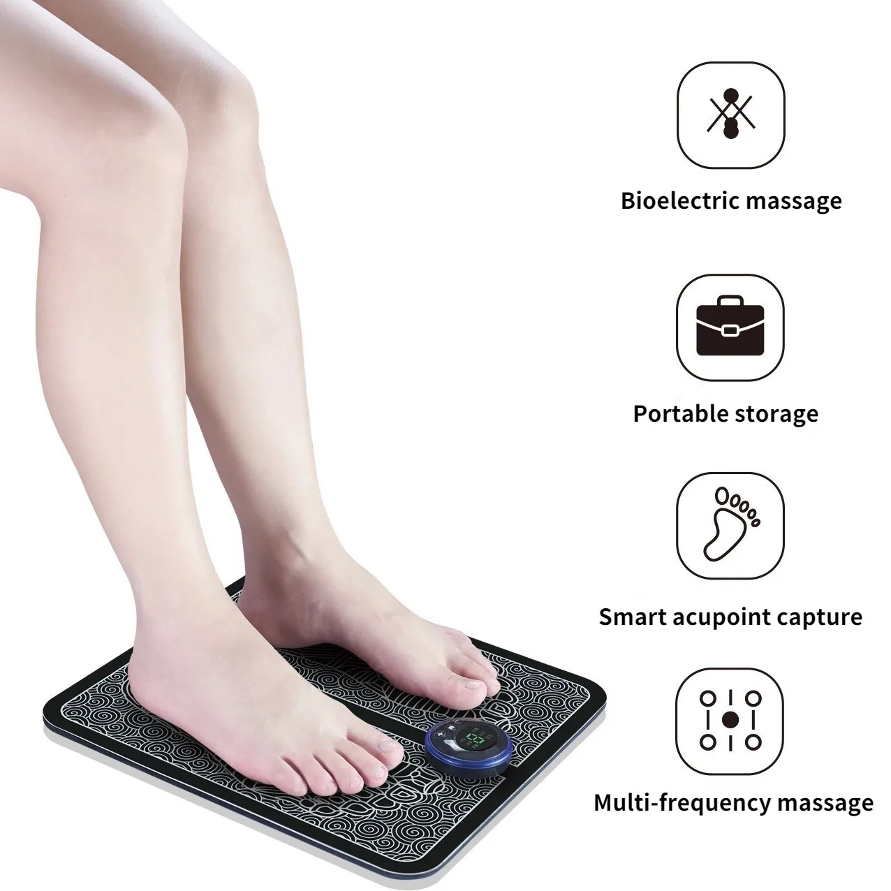 Hot Products TENS Foot Mat for Massage Machine Electric Vibrating Foot Massager Black USB Charging H11 Heat Massager OEM/ODM
