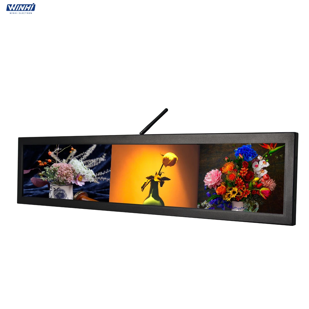 Subway 28inch Android Ultra wide stretched bar LCD advertising equipment display panel 1920x360 Shelf Sound Banner Screen