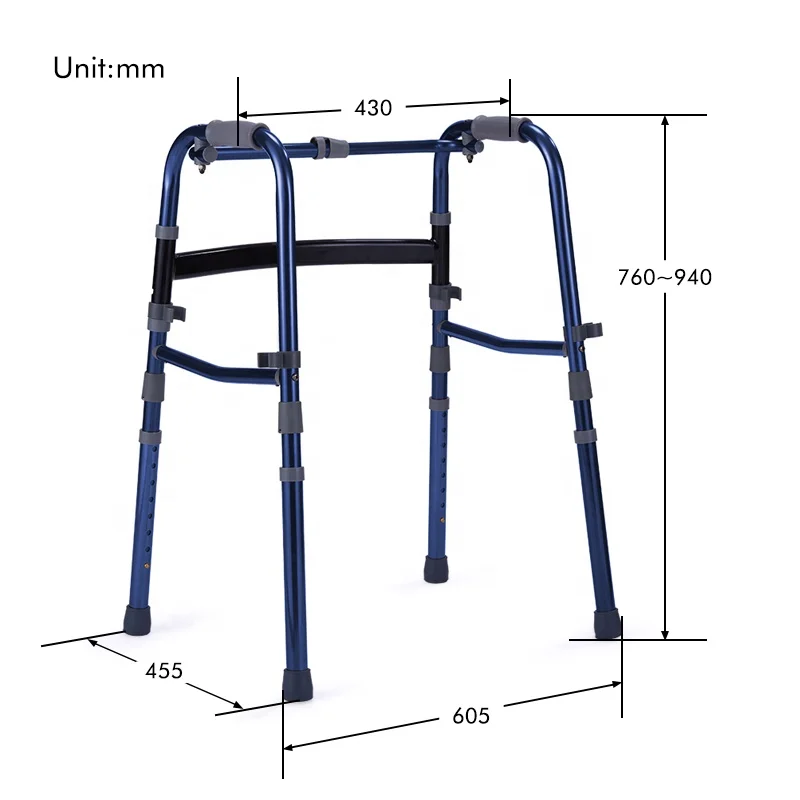Medical Supplies Height Adjustable Elderly Walker Mobility Folding Walker Lightweight Aluminum Walker For Adults