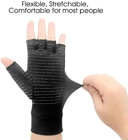 Outdoor Unisex Sport Cycling Half Finger Mountain Bike Gloves Compression Arthritis pain relieve Black Half Finger Copper Gloves