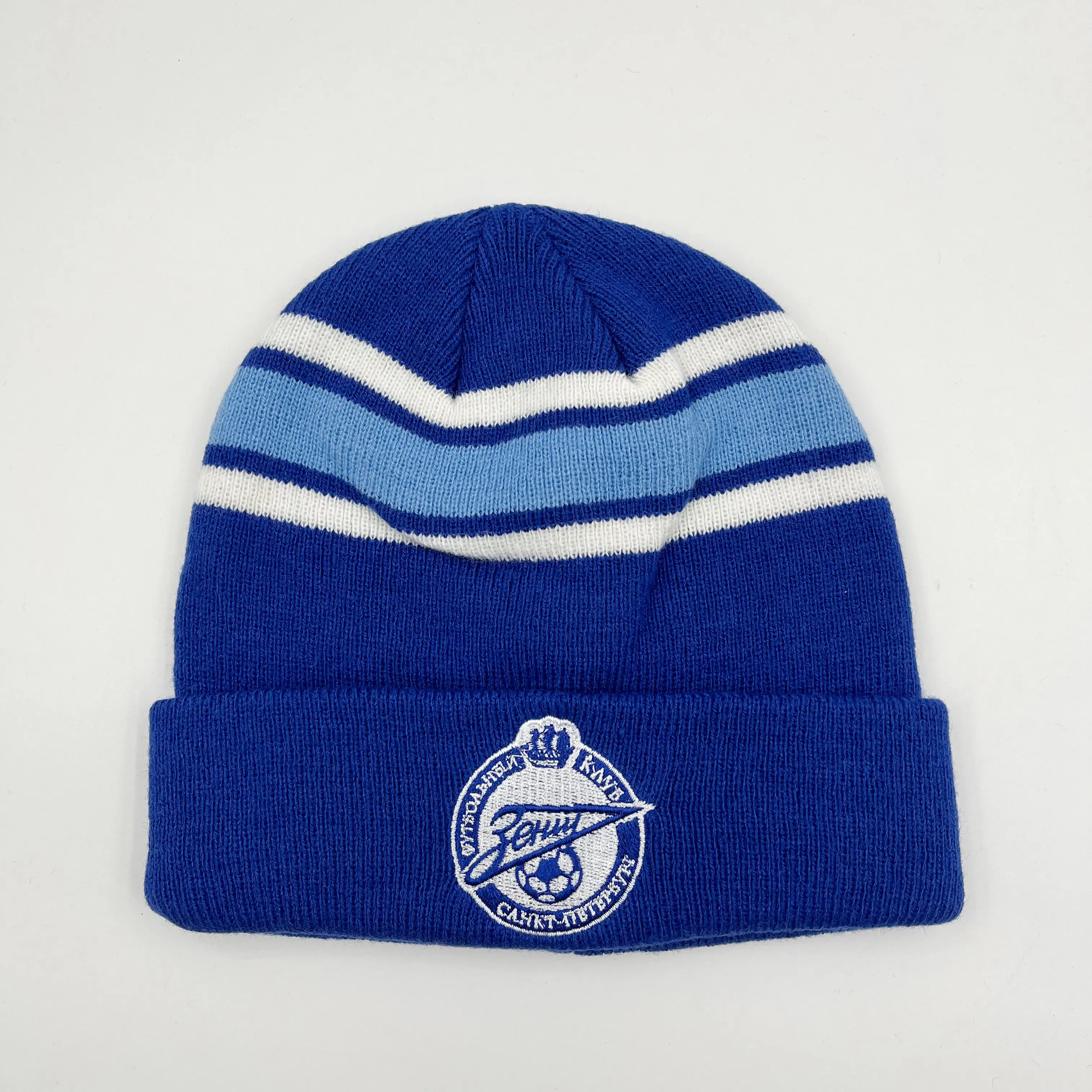 100% fashion acrylic knit cuffed beanie winter watch up hat with custom label Stripes pattern Sports Tam
