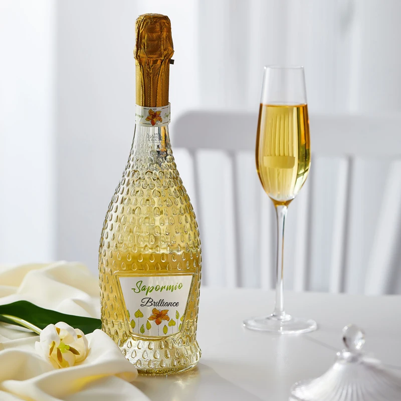 Electroplating Golden 375ml 500 Ml Sparkling Wine Bottle 750ml Clear Champagne Glass Bottle Wholesale With Cork Sealing Type