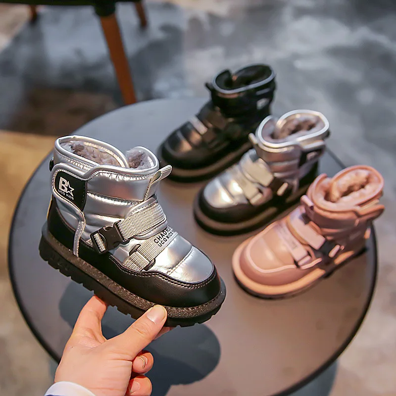 New Winter Boy Kids Ski Shoes Girls Fashion Thicken Snow Boots for Outdoor