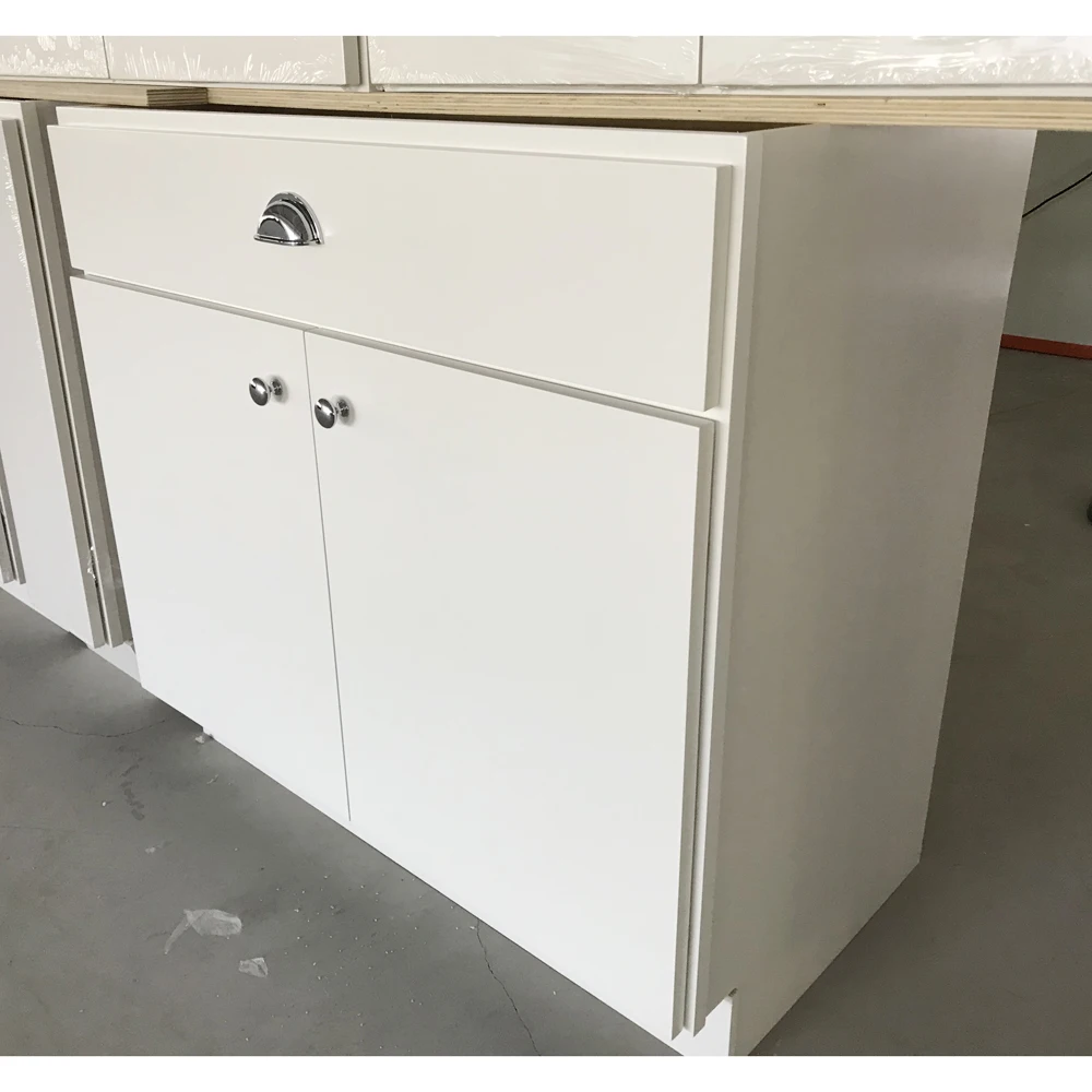 Customized Birch Solid Wood Kitchen Base Cabinet Drawer White Paint Slab Door Soft Close