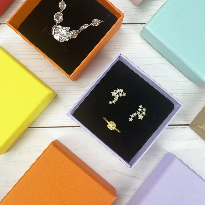Custom Logo Display Storage Ring Earring Jewelry Packing Box Travel Jewelry Case Cardboard Paper Lids Jewelry Box