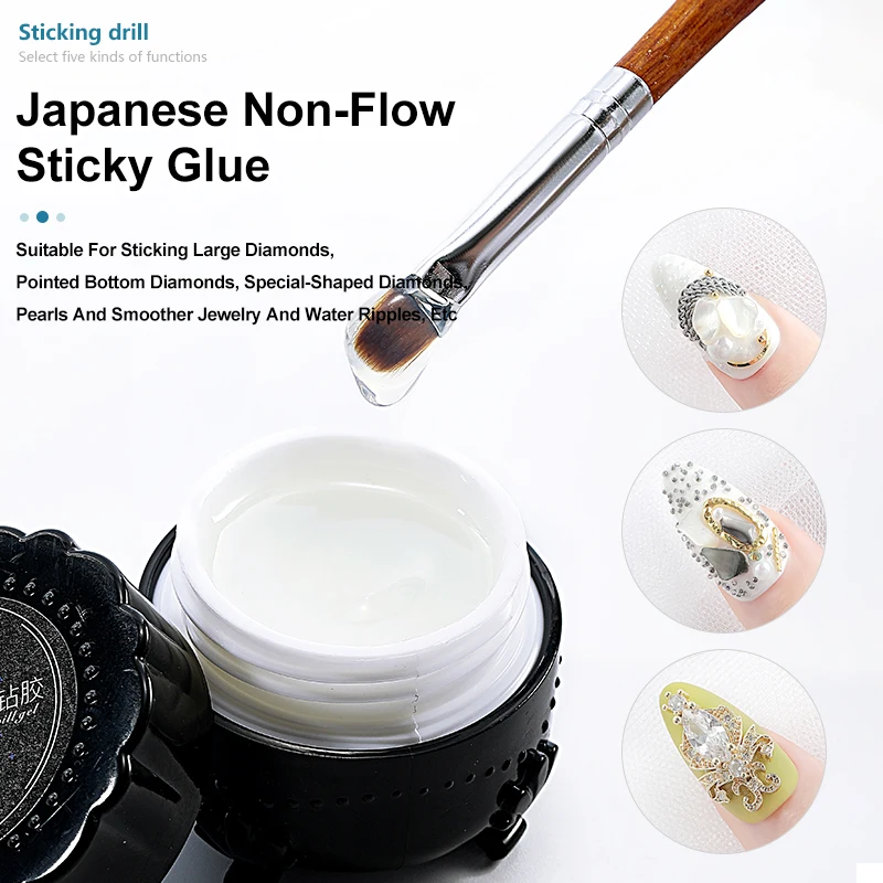 Edge Sealant Adhesive No Wash Caulk Nail Rhinestones Glue Press on Nail Glue Tips Professional False Nail Sticky Natural