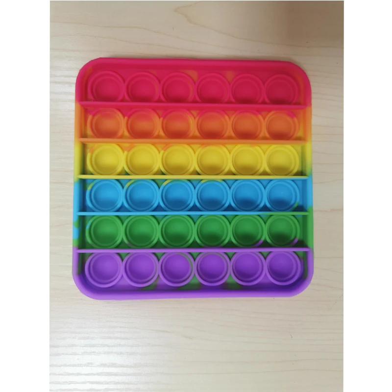 
Rainbow Push Pop Fidget Toys Autism Special Needs Stress Reliever Restore Emotions Kids Adults Iridescent Push pop Bubble  (1600173677980)