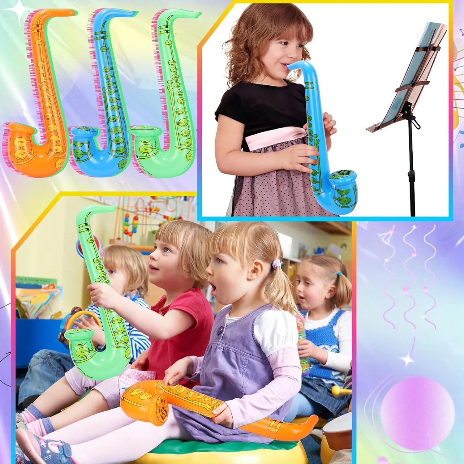 Inflatable Saxophone Inflatable Instruments Toy for Boys and Girls Party Decorations Birthday Party Favors