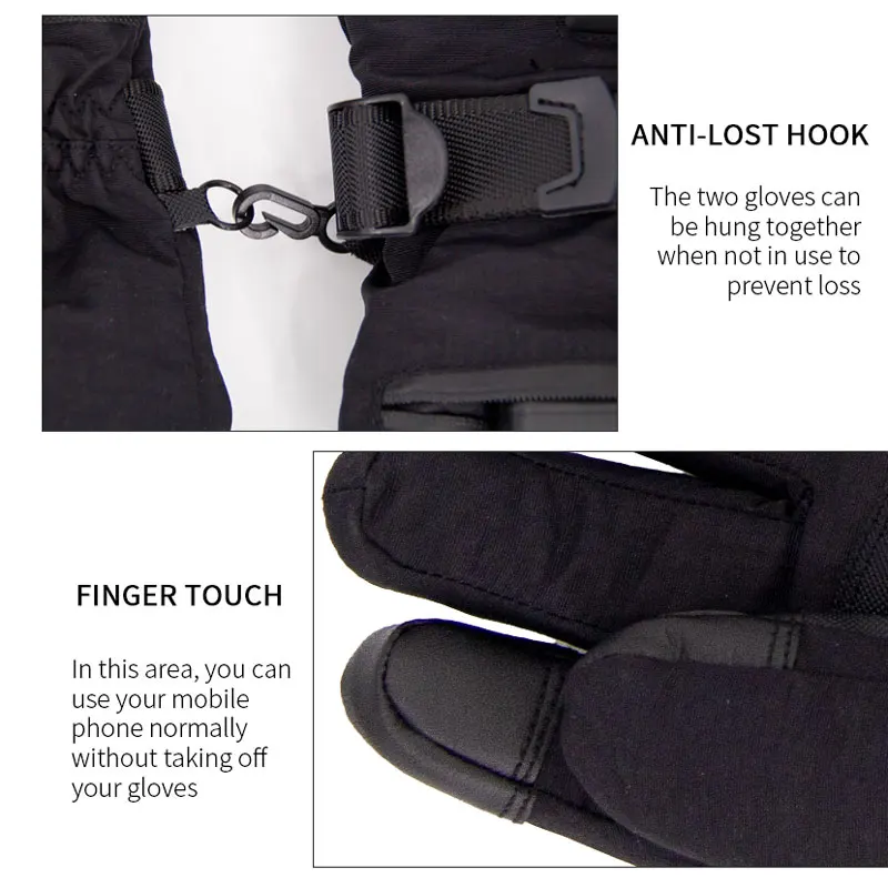 Heat ski glove Unisex Waterproof Rechargeable  heated snowmobile gloves for men usb electric heated gloves