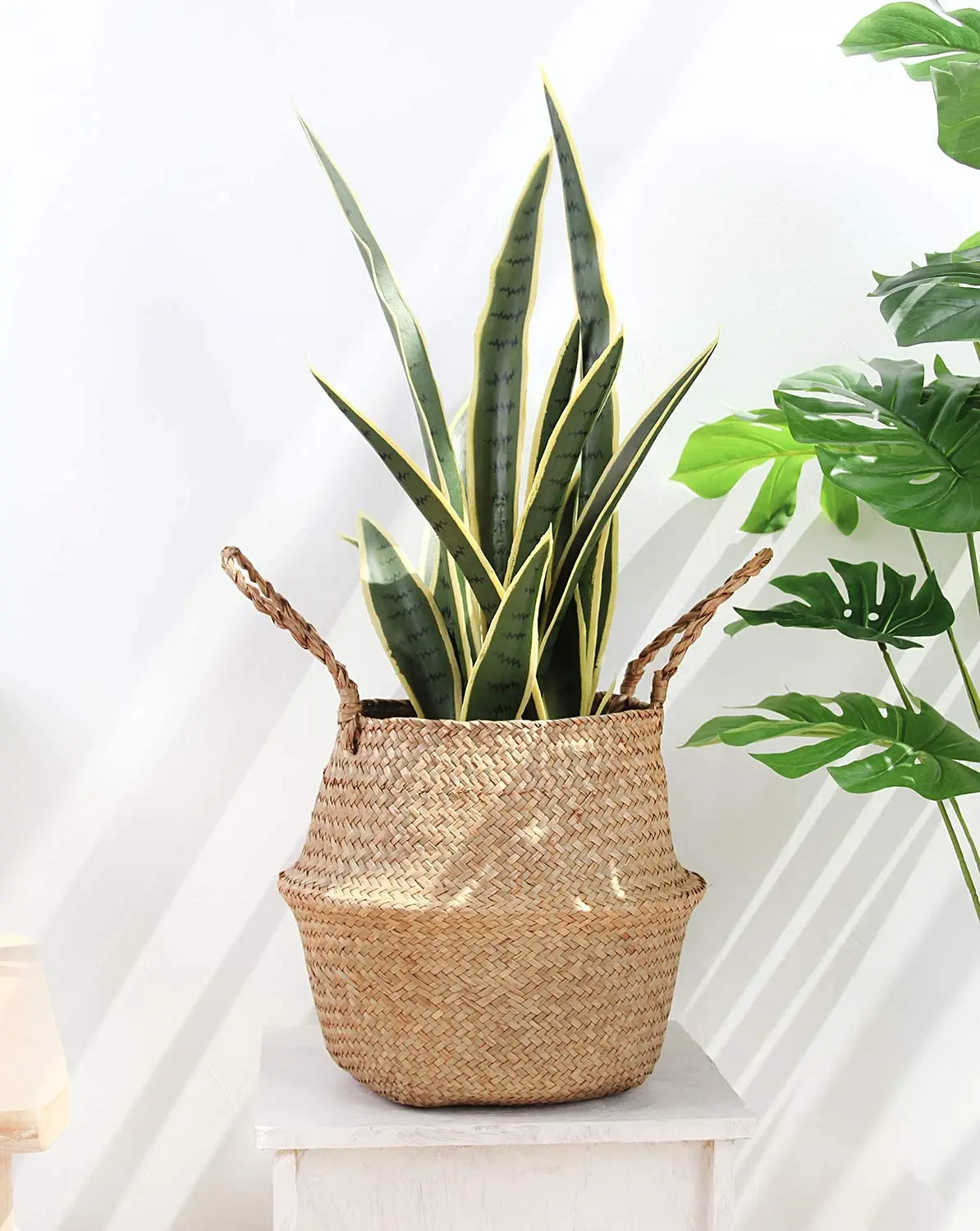Wholesale High Quality Natural Plant Basket Storage Woven Seagrass Belly Basket