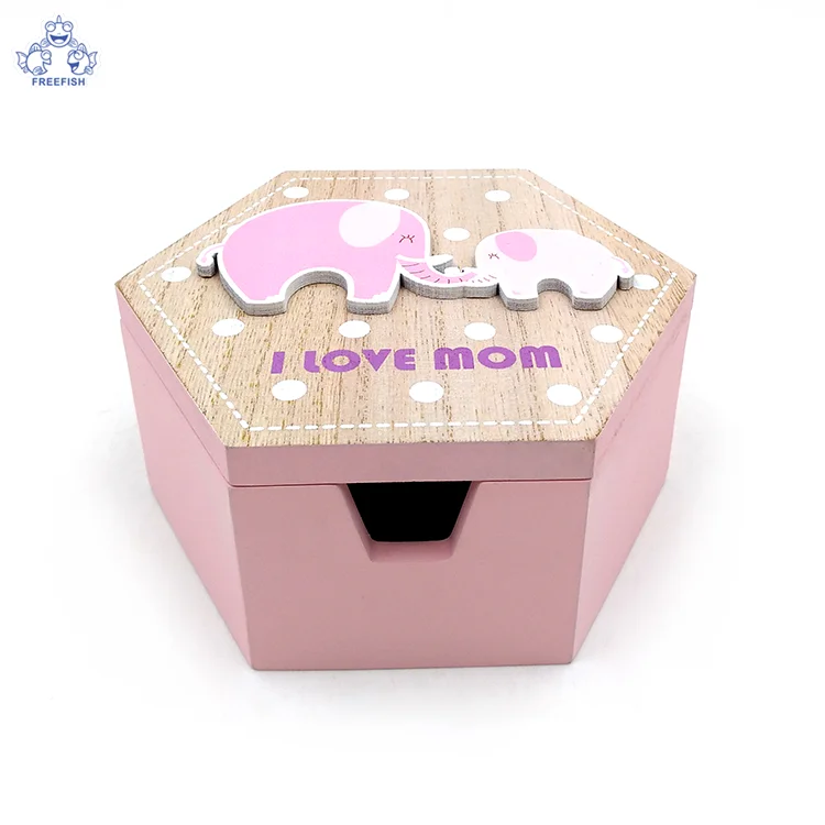 Custom Gift Packaging Storage Hexagon Plain Wooden MDF Box, Wood Hexagon Crafts Box for Decoration