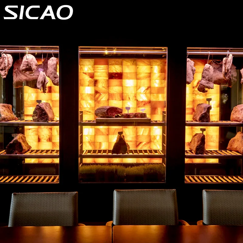 SICAO Custom luxury Dry Aging Aged Cooler Refrigerator Fridge Glass Beef Meat Dry Dri Ager 304 Stainless Steel Cabinet Freezers