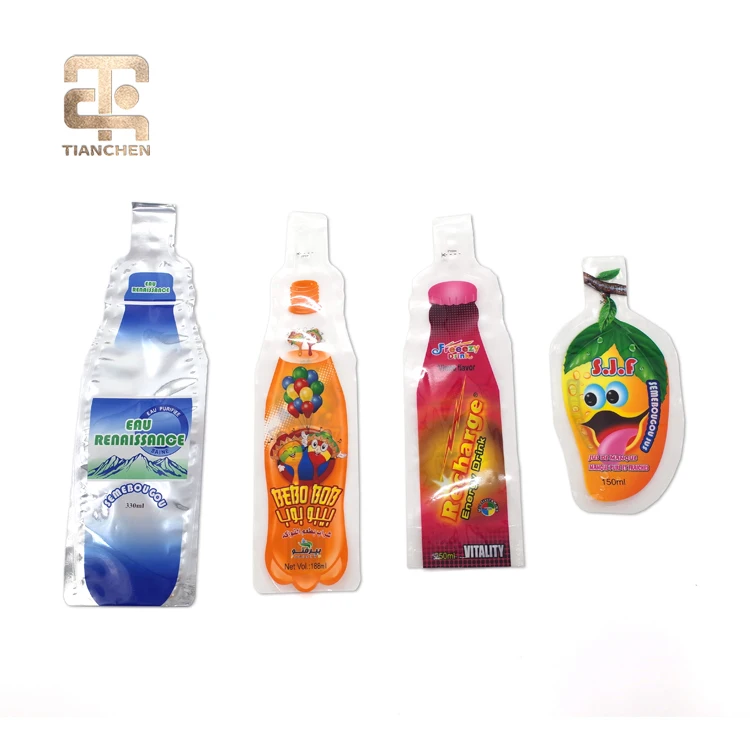 Hot Selling Fruit Mango Shaped Transparent fruit juice plastic soft tube bag for ice pop Liquid Juice Plastic Packaging Bags