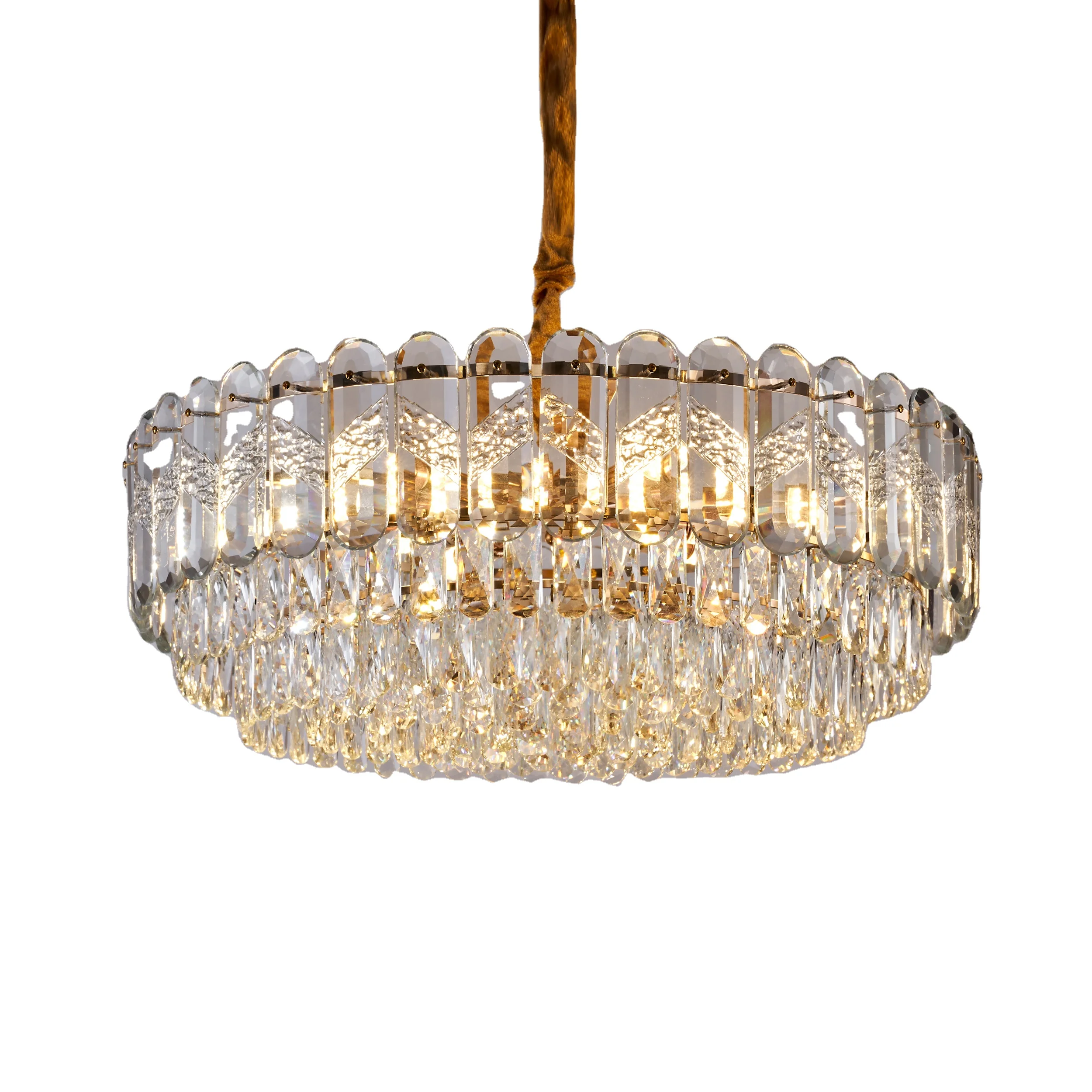 Light Color Yellow Dining Table Large Crystal Ceiling Chandelier