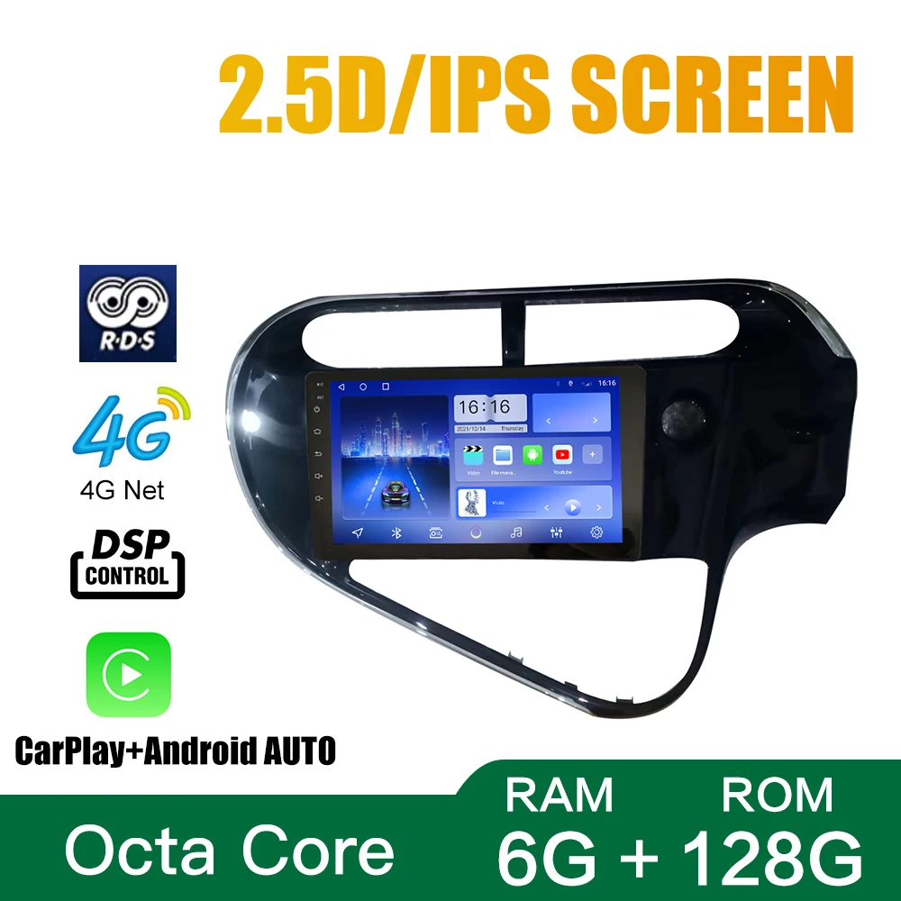 For TOYOTA AQUA 2018-2021 RHD Radio Headunit Device Double 2 Din Octa-Core Quad Android Car Stereo GPS Navigation Carplay