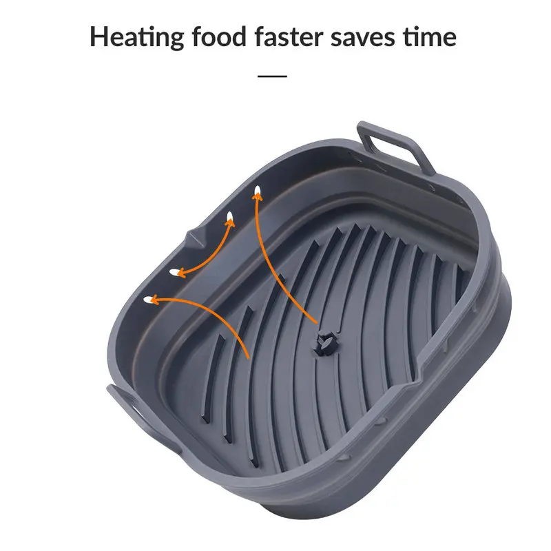 Custom Reusable Baking Pan Square Collapsible Air Fryer Silicone Pot Air Fryer Accessories Set Silicon Molds Baking Basket Liner