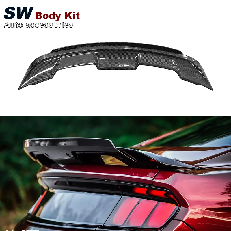 For Ford Mustang Carbon Fiber Rear Spoiler Trunk Wing Aerodynamic Performance Kit GT500 V2 Style 2015-2021