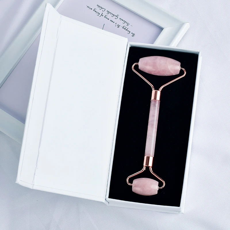 2023 Top Selling Jade Face Roller Pure Natural Rose Quartz Roller Skincare Tool Custom Logo Pink Crystal Stone Massage Roller
