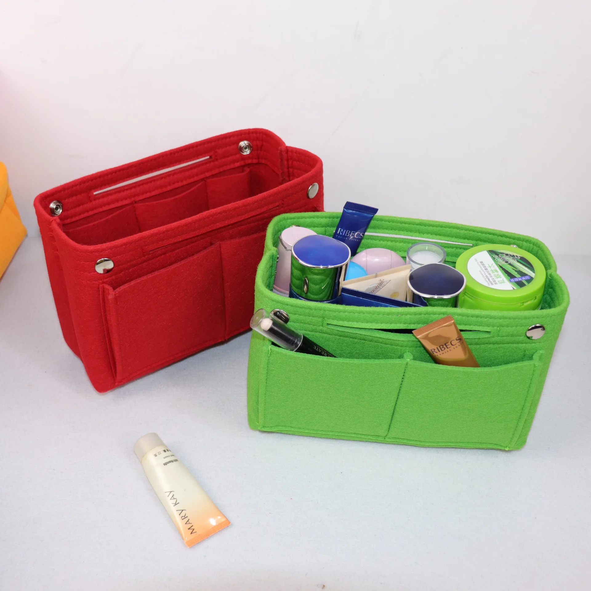 Multifunction Cosmetic Bag Women Felt Fabric Insert Multi-function Handbag Multi Pocket Organizer Travel Pouch Accessories Items