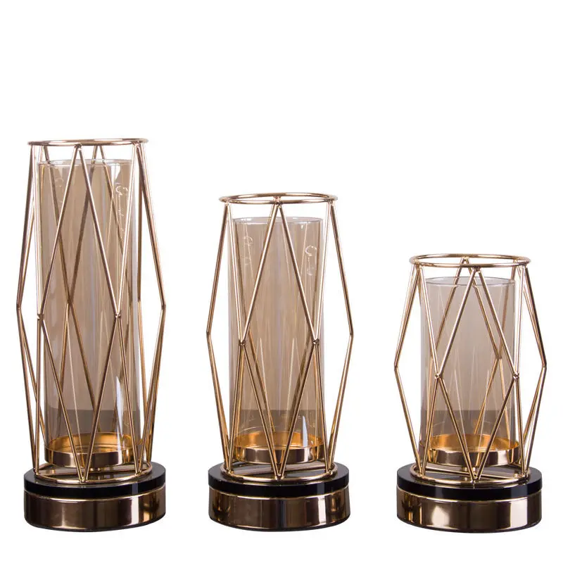 Роскошные золотые круглые металлические пустотелые вазы для домашнего декора, стеклянный держатель, тестовая трубка, гидропонная железная ваза