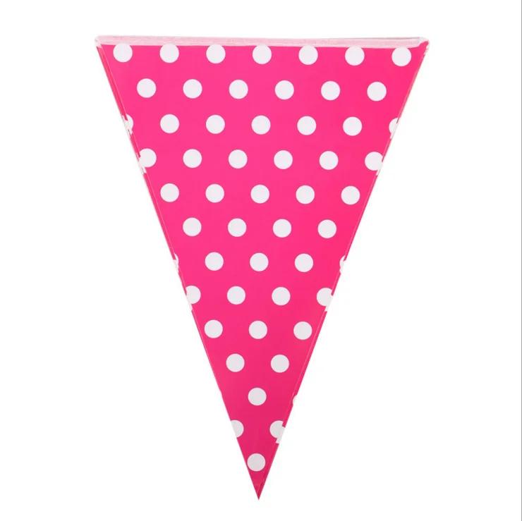 Accept Customer Logo Printing Party Triangular Flag Garland Nursery Dot Banner