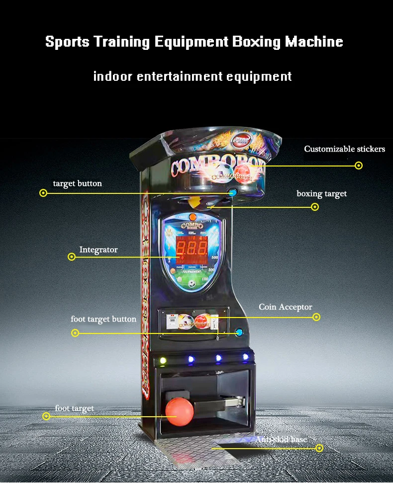 Riteng New Coin Operated Games Arcade Punch Boxing Machine Electronic Dynamic Boxing Arcade Game Machine Card Reader