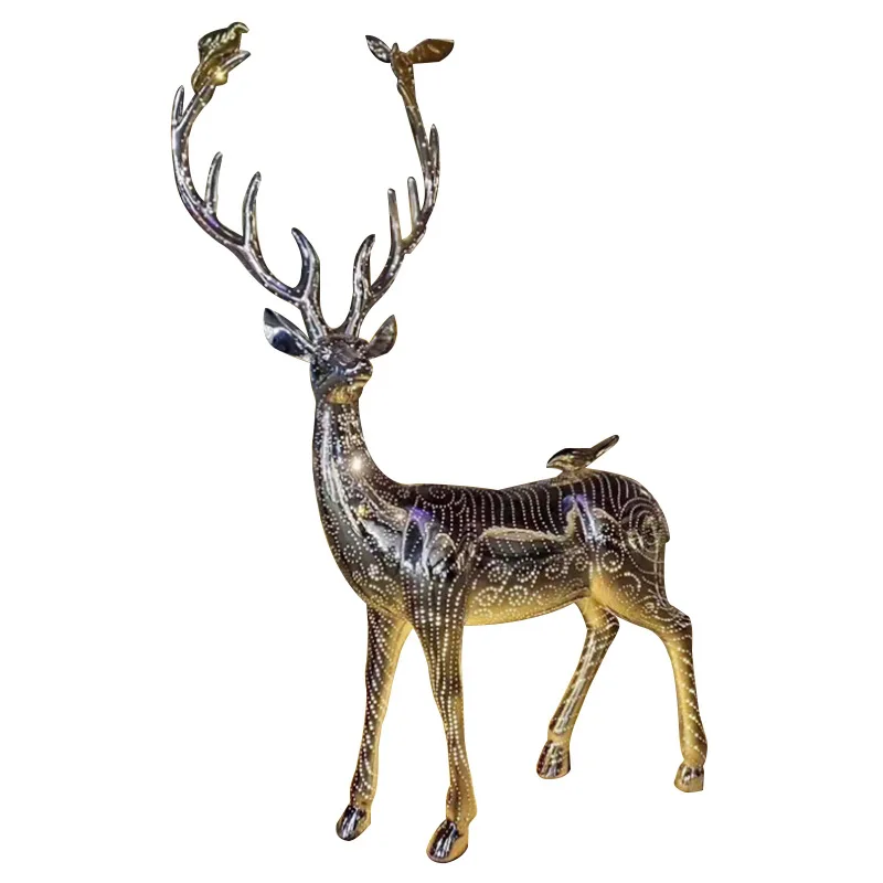 Outdoor Metal Sculptures Decorated With Deer And Deer, Customizable For Squares, Gardens, Parks, Villas, Decorative Art
