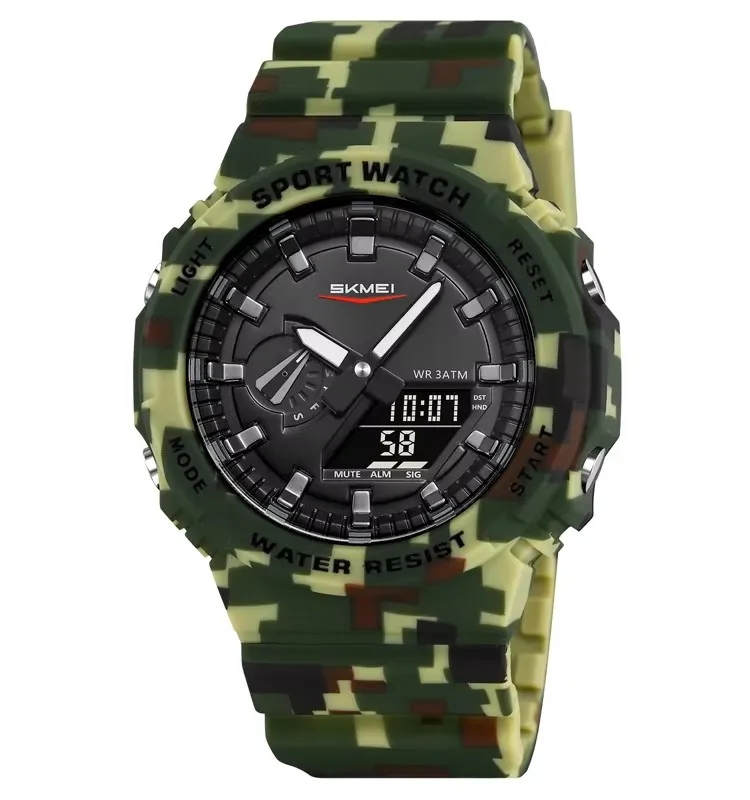 Спортивные часы Relojes Para Hombre SKMEI 2351 с двойным дисплеем аналоговые цифровые наручные 5 сигнализацией летнее время