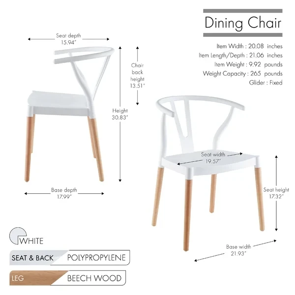 Luxury Designer Armrest Turquoise Plastic Kitchen White Dining Chair Garden Chairs Beech Wood Leg Outdoor Furniture
